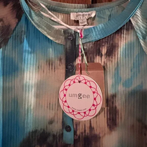 NWT Umgee Tie Die Long Sleeve-Mid Length Dress - Picture 2 of 5